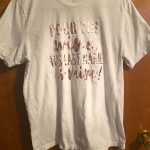 “Pour the Wine, His Last Name is Mine! ” Bella Canvas White Tee with Rose Gold